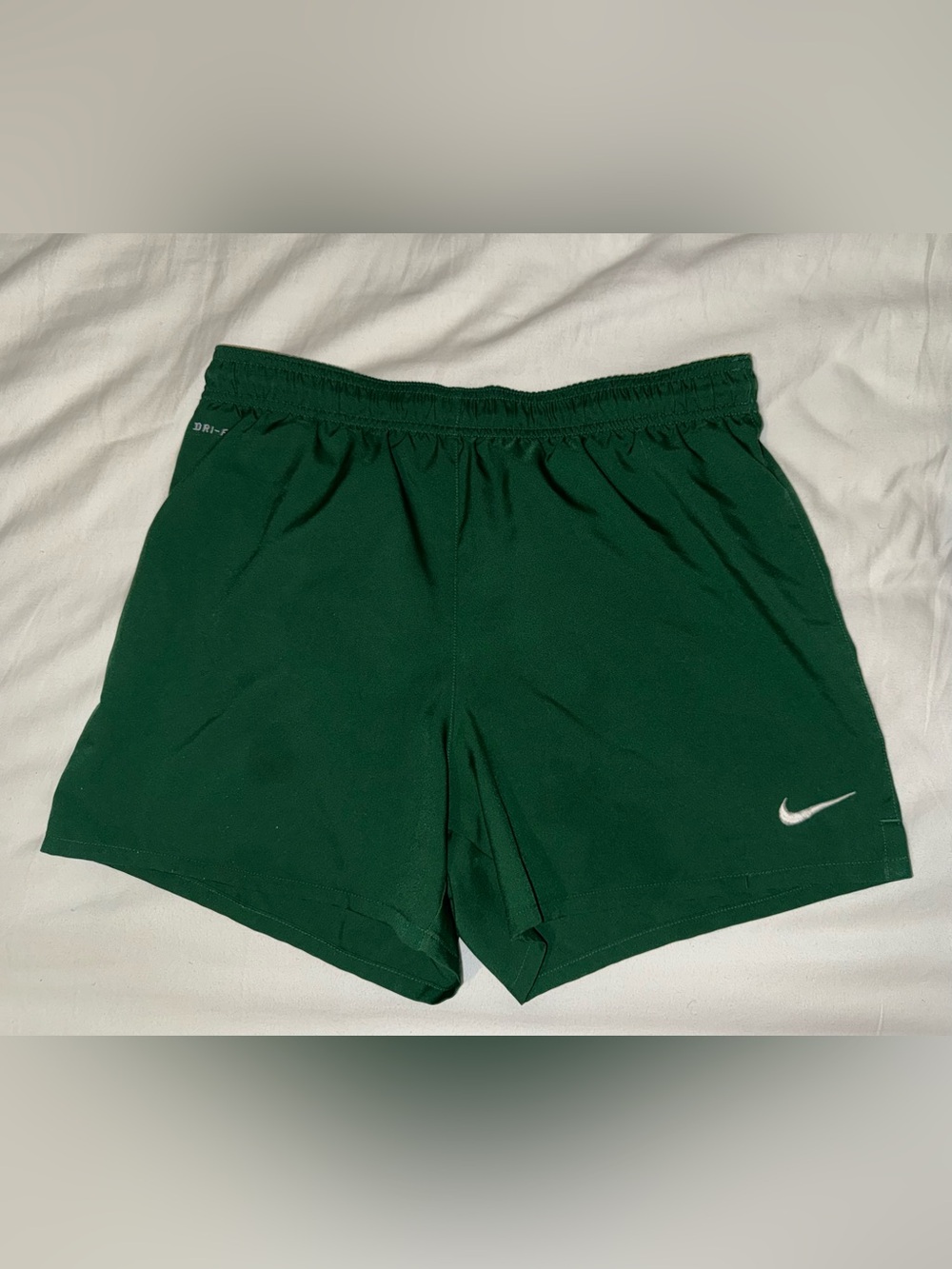 Nike Women's Athletic Shorts in Forest Green with White Swoosh